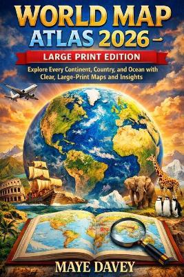 World Map Atlas 2026 - Large Print Edition: Explore Every Continent, Country, and Ocean with Clear, Large-Print Maps and Insights - Maye Davey - cover