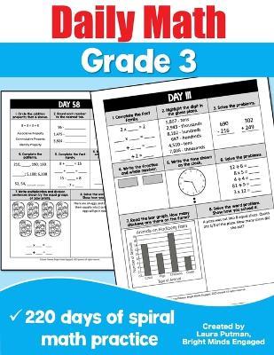 Daily Math Grade 3: 220 Days of Spiral Math Practice - Laura Putman - cover