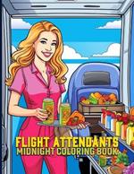Flight Attendants: Flight Crew Midnight Coloring Pages For Color & Relax. Black Background Coloring Book
