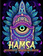 Hamsa: Sacred Hamsa Midnight Coloring Pages For Color & Relax. Black Background Coloring Book