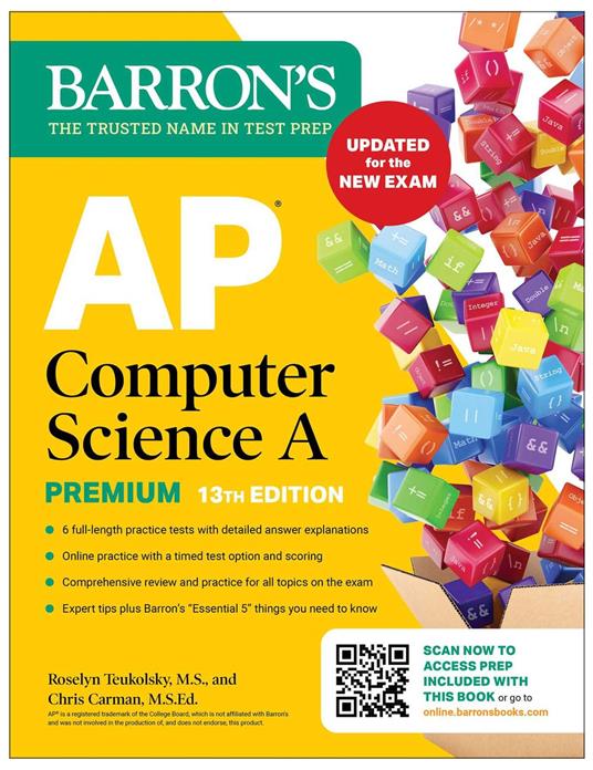 AP Computer Science A Premium, 13th Edition: Prep Book with 6 Practice Tests + Comprehensive Review + Online Practice (2026)