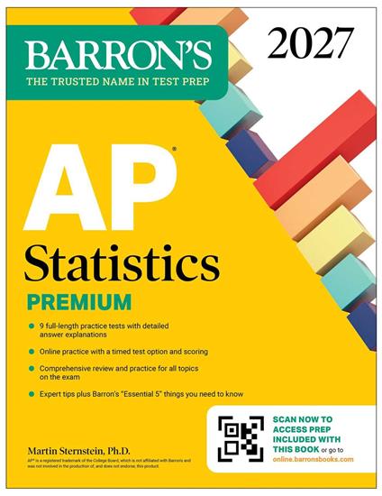 AP Statistics Premium, 2027: 9 Practice Tests + Comprehensive Review + Online Practice