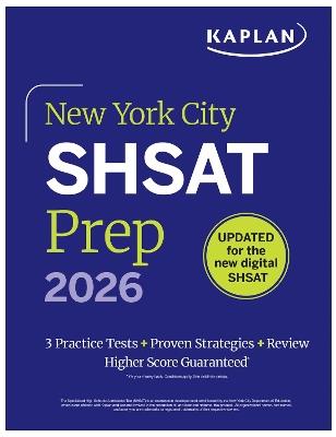 New York City SHSAT Prep 2026: 3 Practice Tests + Proven Strategies + Review - Kaplan Test Prep - cover