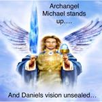 Archangel Michael stands up.