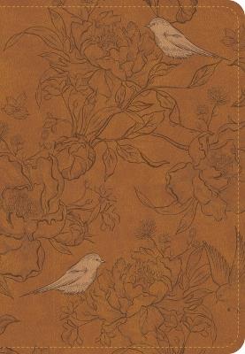 CSB Large Print Personal Size Reference Bible, Optimal Type, Digital Study Edition, Brown Floral Leathertouch, Indexed - Csb Bibles by Holman - cover