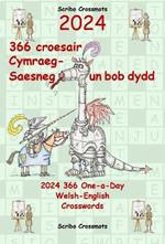 2024 366 Croesair Cymraeg-Saesneg Un Bob Dydd / One-a-Day Welsh-English Crosswords