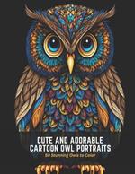 Cute and Adorable Cartoon Owl Portraits: 50 Stunning Owls to Color