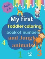My first toddler coloring book of numbers and jungle animals