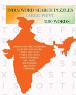 India: Word Search Puzzles: For Teens and Adults Large Print 1100 Words: Word Search Puzzles: For Teens and Adults Large Print 1100 Words