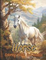 Horse Coloring Book: 55 Beautiful Unique Horse Grayscale Coloring Pages for Teens, Girls, boys, Adults of Beautiful, Strong Horses for Relaxation and Stress Relief. Mindfulness Coloring