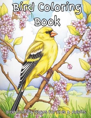 Bird Coloring Book: Enjoy coloring a variety of common birds that frequent backyards and neighborhoods. Great for relaxating, quietness, and stress relief, and designed for adults (seniors), teens and skilled children. For bird lovers and watchers alike. - Sands Creations - cover