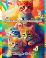 Söta kattungefamiljer - Målarbok för barn - Kreativa scener av kärleksfulla och lekfulla kattfamiljer: Charmiga teckningar som främjar kreativitet och skoj för barn