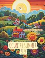 Country Summer: Peaceful Scenes of Country Life: A Coloring Book for Adults