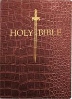KJV Sword Bible, Large Print, Walnut Alligator Bonded Leather, Thumb Index: (Red Letter, Burgundy, 1611 Version)