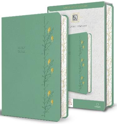 KJV Holy Bible, Large Print Medium Format, Green with Birds Faux Leather w/ Ribbon Marker, Red Letter - KING JAMES VERSION - cover