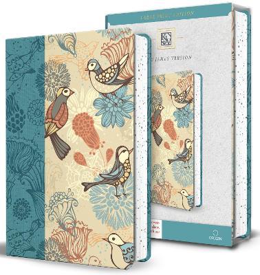 KJV Holy Bible, Large Print Medium Format, Blue with Birds Faux Leather w/ Ribbon Marker, Red Letter - KING JAMES VERSION - cover