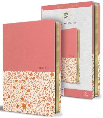 KJV Holy Bible, Large Print Handy Size format, 2 Piece Pink Floral Leathersoft with Ribbon Marker, Red Letter - KING JAMES VERSION - cover