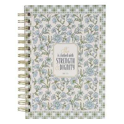 Journal Spiral Blue Floral Strength and Dignity Prov. 31:25 - cover
