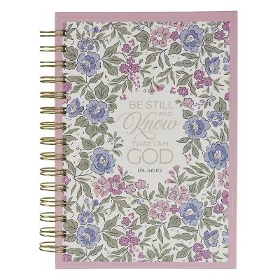 Journal Spiral Purple Floral Be Still and Know Ps. 46:10 - cover