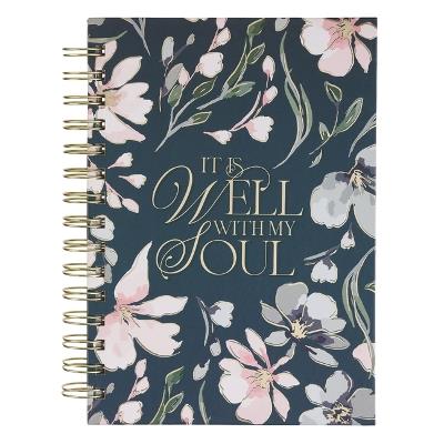 Journal Spiral Blue Floral It Is Well with My Soul - cover