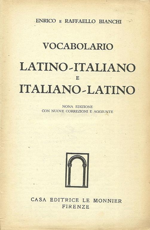 Vocabolario LatinoItaliano E ItalianoLatino Libro Usato Le
