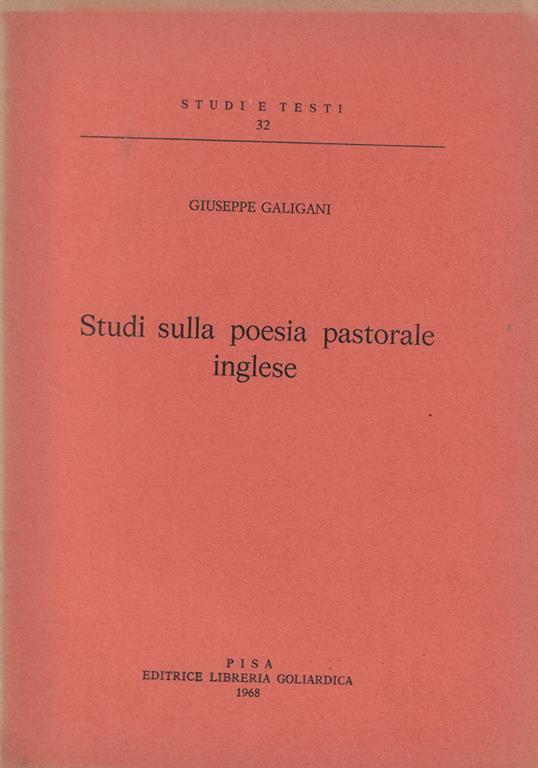 Studi sulla poesia pastorale inglese Libro Usato Editrice Libreria