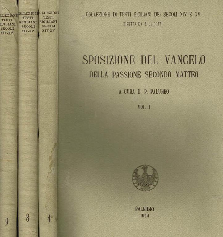 Passione Secondo Matteo Testo Vangelo Sposizione del vangelo della passione secondo matteo (vol. I-II-III