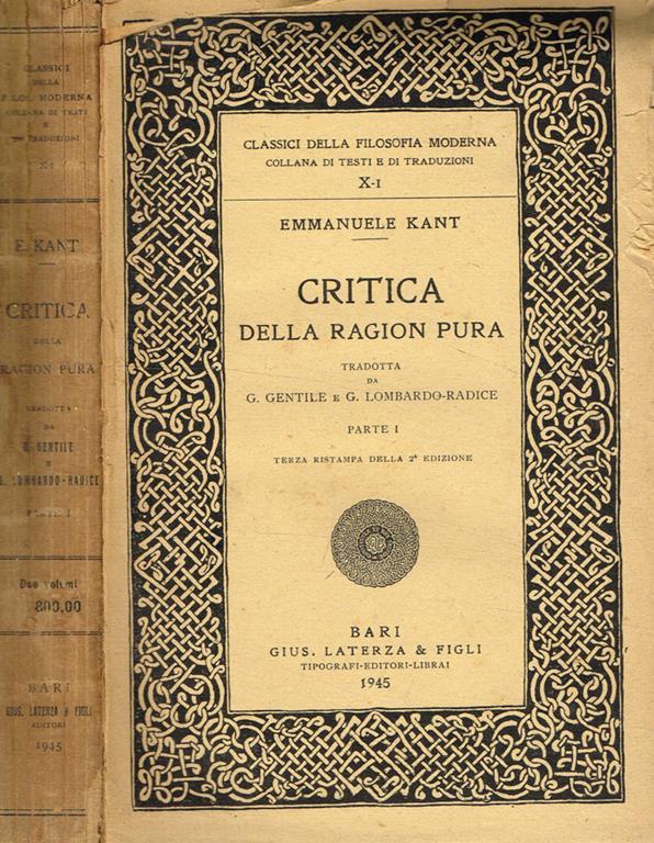 Kant Critica Della Ragion Pura Riassunto