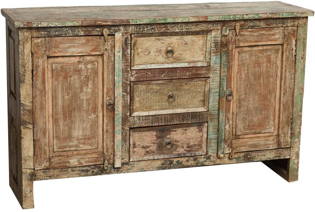 Credenza in legno massiccio riciclato finitura anticata L138XPR36xH84