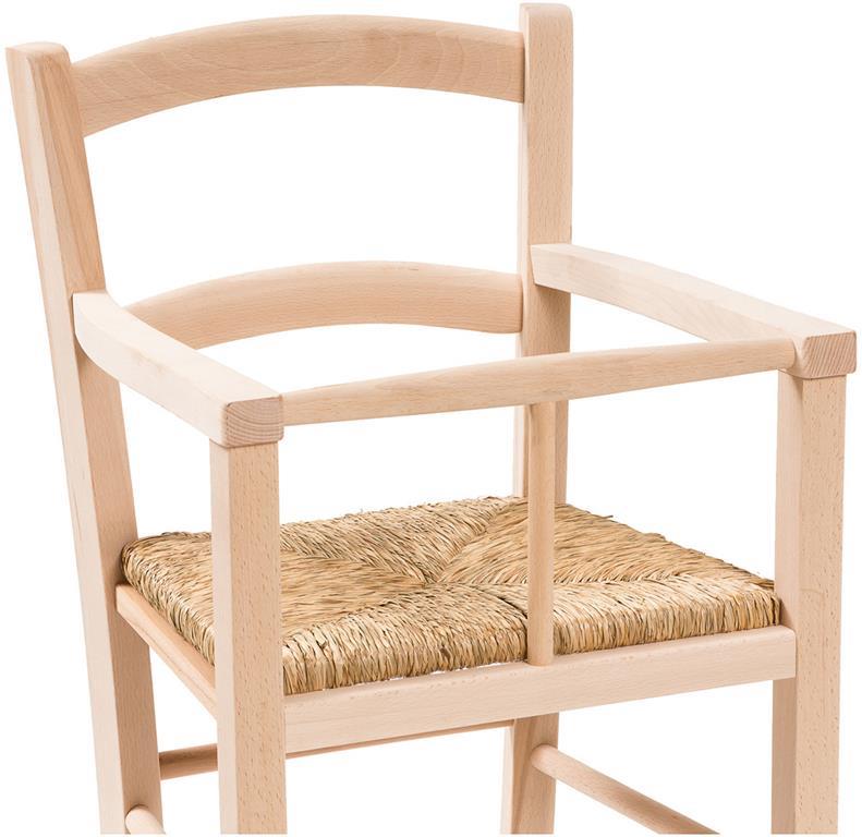 Seggiolone Legno Faggio 36x36x85cm - Seduta Paglia, Noce Scuro, Stabile, Made In Italy - Foto 4