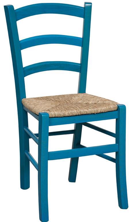 Biscottini Sedia in Legno massello di faggio Finitura Verde Laccato con Seduta in Paglia L45xPR45xH88 cm Made in Italy
