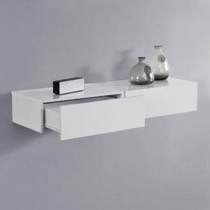 2 x Mensola da parete con cassetto. Bianco laccato lucido Mensola da parete con cassetto Bianco laccato lucido