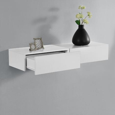 mensola a Muro con cassetto Nascosto/ / / 40 x 5 x 25 cm/ / / Bianco Noilyn Cassetto a Muro Ripiani