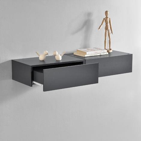 mensola a Muro con cassetto Nascosto/ / / 40 x 5 x 25 cm/ / / Bianco Noilyn Cassetto a Muro Ripiani