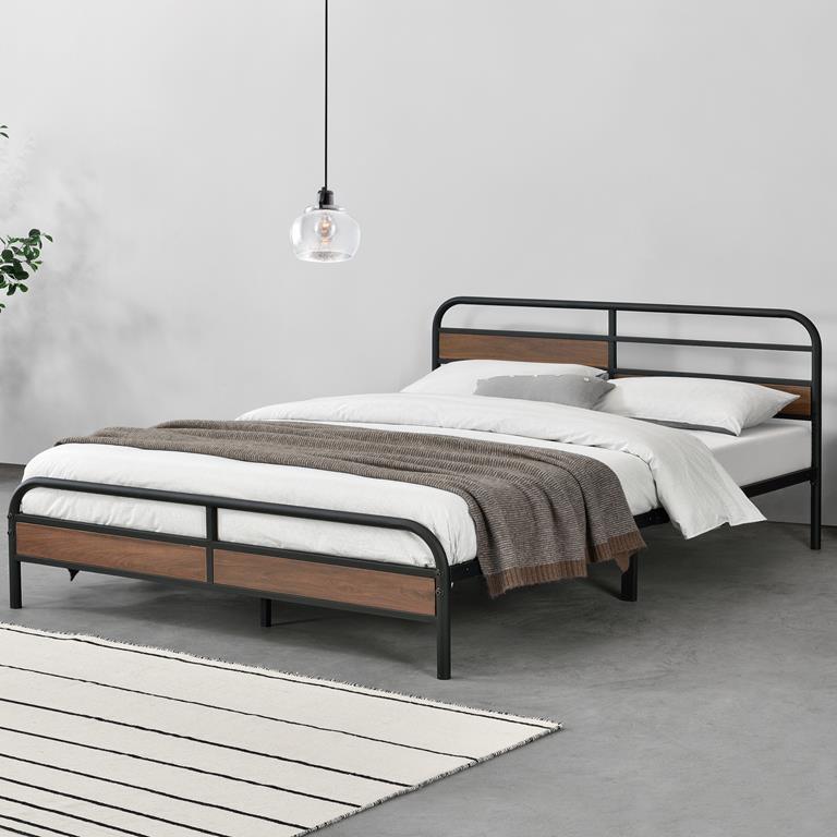 en.casa Nero Struttura Letto in Metallo 90 x 200 cm Letto con Testiera e Pediera Letto Singolo in Stile Classico//Moderno