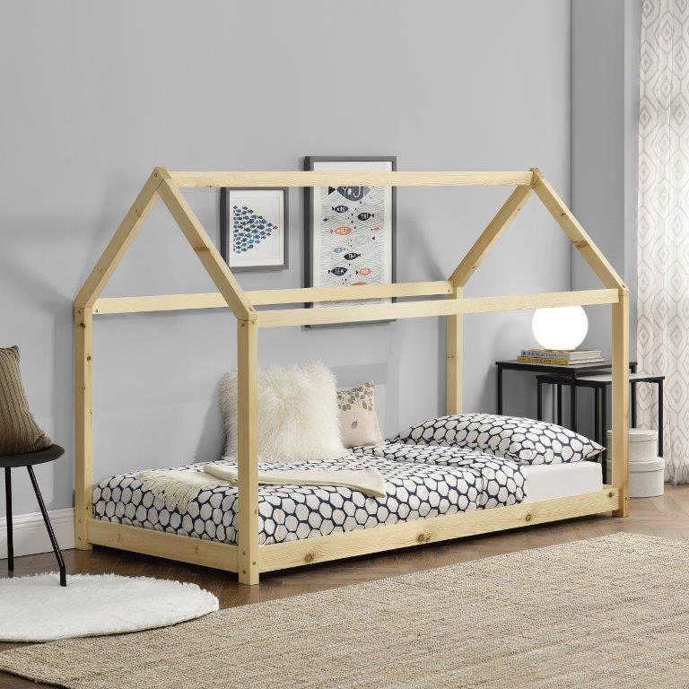 Bianco en.casa Letto per Bambino a Forma di Casetta 70x140 cm Lettino di Design Struttura in Legno in Stile Montessori