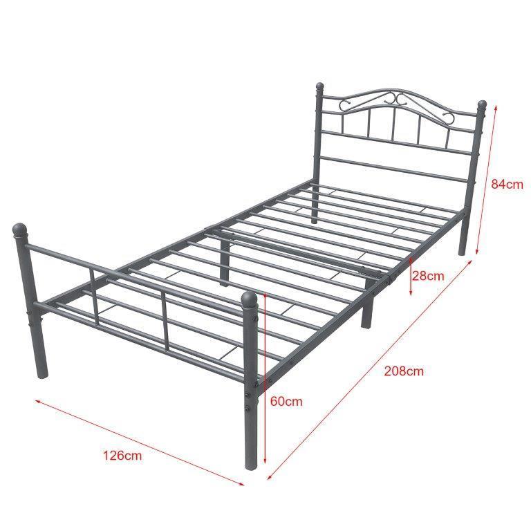 en.casa Bianco Struttura Letto Singolo in Metallo con Testiera e Pediera in Stile Romantico//Classico 90 x 200 cm Letto 1 Piazza
