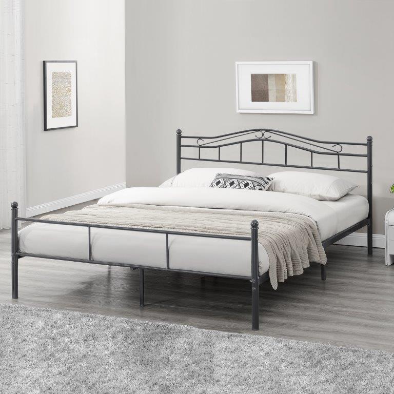 Struttura Letto In Metallo Con Testiera E Pediera 180 X 200 Cm Letto Matrimoniale King Size Ferro Battuto In Stile Classico Romantico Grigio Scuro En Casa Casa E Cucina Ibs