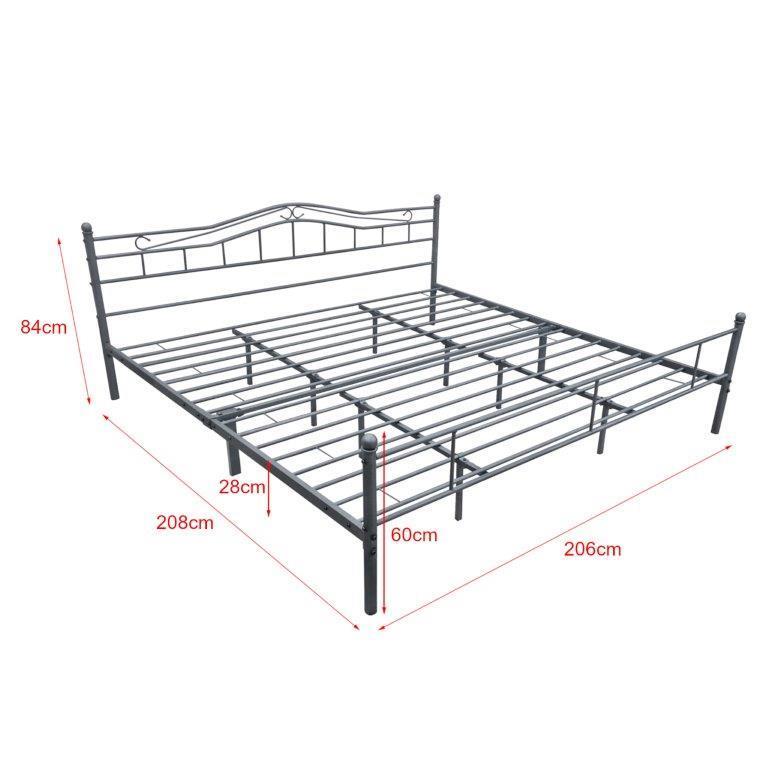 en.casa Bianco Struttura Letto Singolo in Metallo con Testiera e Pediera in Stile Romantico//Classico 90 x 200 cm Letto 1 Piazza