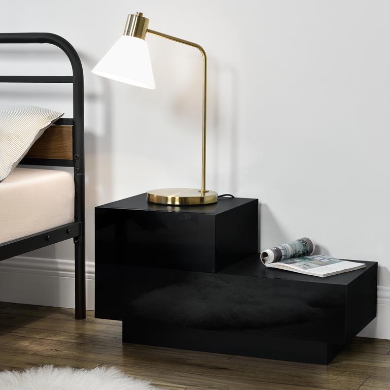 Comodino En.casa A 2 Cassetti - 38x70x35 Cm Bianco Opaco | Cassettiera Notte Per Letto Lato Sinistro - Foto 5