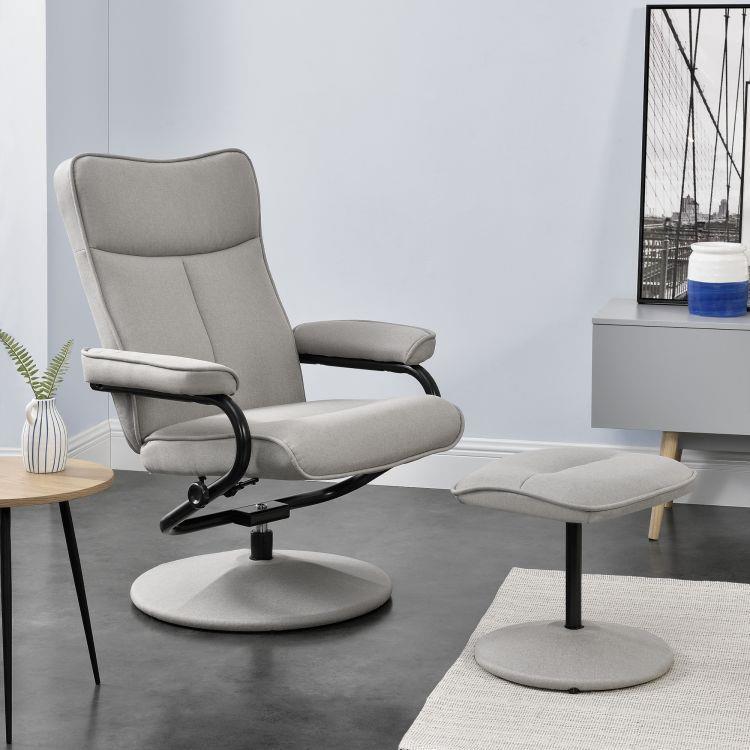 Poltrona Relax Reclinabile Con Poggiapiedi - Tessuto Grigio Scuro, Per Soggiorno E Camera Da Letto - Foto 4