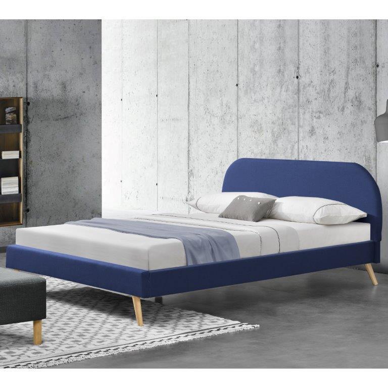 Struttura Letto Imbottito Con Testiera 180 X 200 Cm Letto Matrimoniale King Size Con Rivestimento In Tessuto Blu En Casa Casa E Cucina Ibs