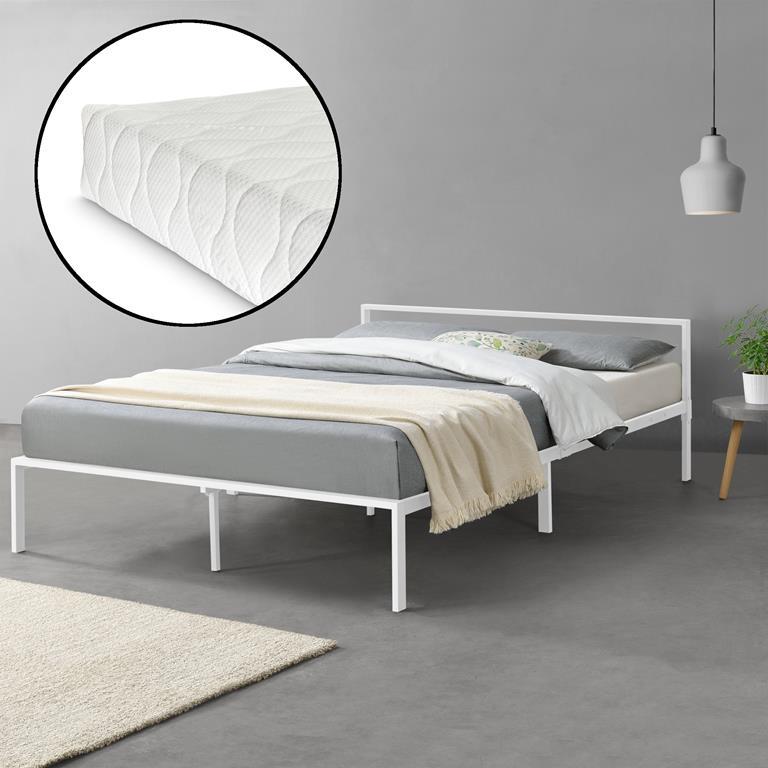 Struttura Letto In Metallo Con Testiera Bassa Con Materasso A Schiuma Fredda 140 X 200 Cm Letto Matrimoniale Francese Bianco En Casa Casa E Cucina Ibs