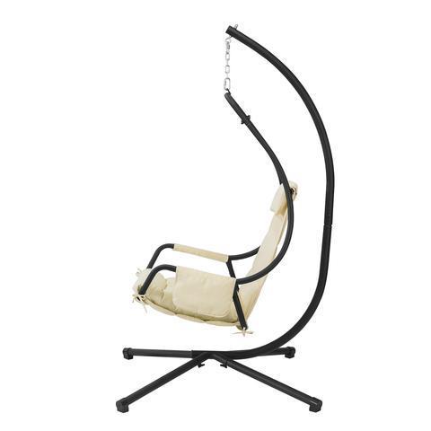 Sedia Sospesa Da Giardino Detex - Portata 150 Kg, Con Cuscino, Anelli In Acciaio, Colore Crema