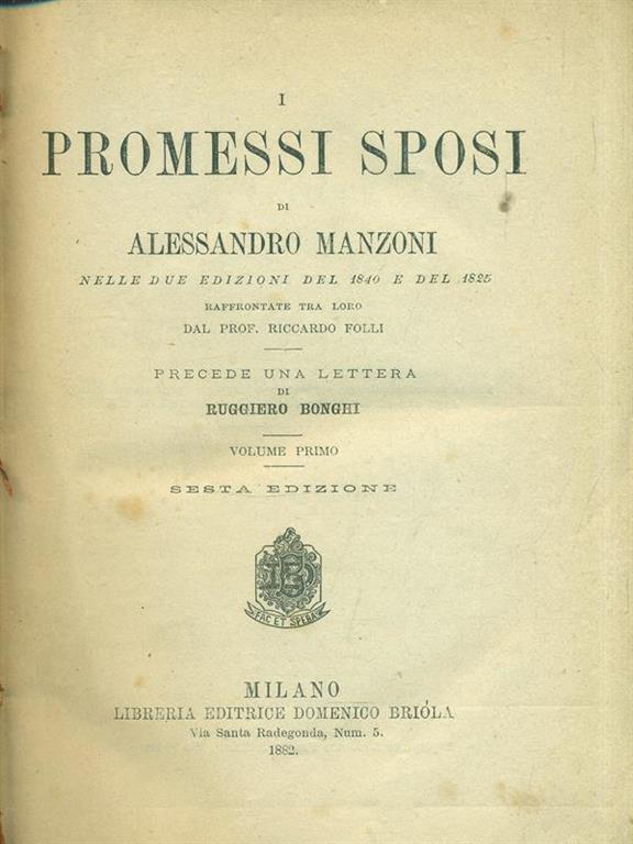 I Promessi Sposi Alessandro Manzoni Libro Usato Libreria Editrice Domenico Briola IBS I Promessi Sposi Alessandro Manzoni Libro Usato Libreria Editrice Domenico Briola IBS