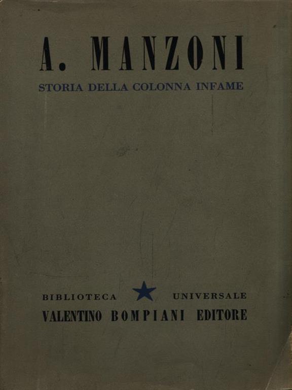 Storia della colonna infame Alessandro Manzoni Libro Usato