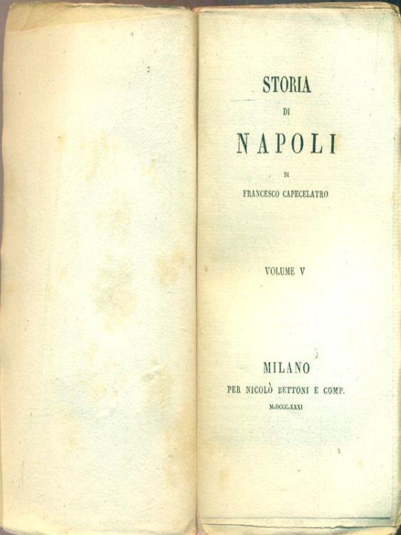 Storia di Napoli. Volume V Francesco Capecelatro Libro Usato