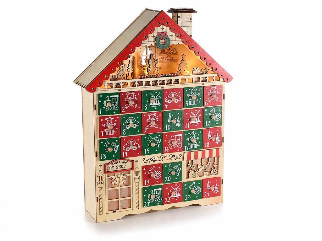 Calendario Dell Avvento In Legno A Forma Di Casetta Con Luci Idea Regalo Gruppo Maruccia Casa E Cucina Ibs