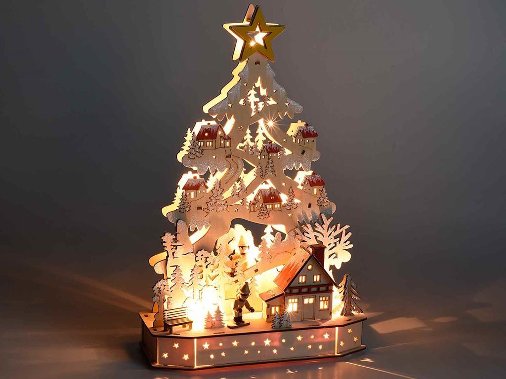 Albero Di Natale Da Tavolo Con Luci Albero di Natale da tavolo in legno intagliato con luci idea regalo per