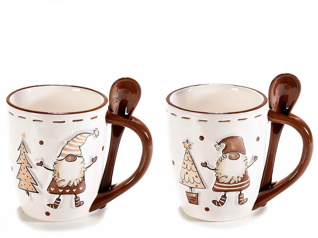 Set 4 Tazze Da Colazione Navaris In Gres - 350ml, Design Effetto Lino, Lavabili In Lavastoviglie - Foto 5